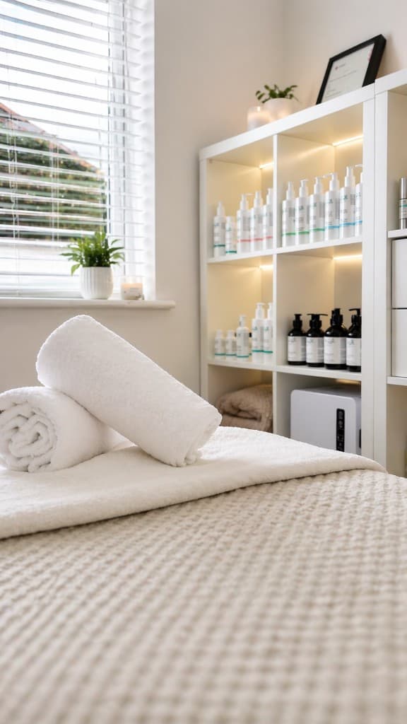 A peaceful treatment bed prepared for The Pause facial experience.